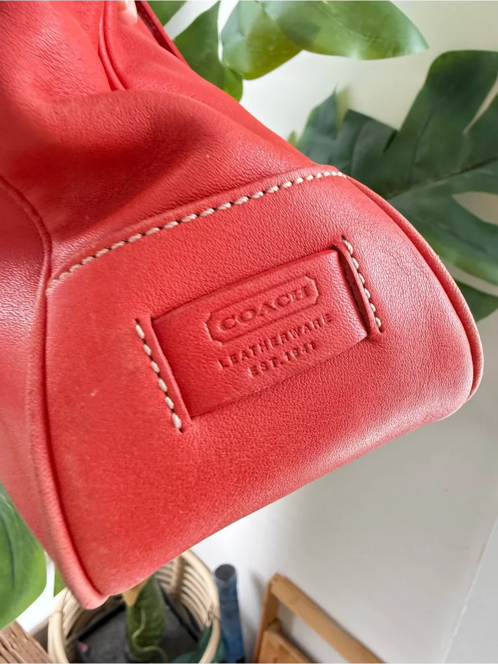 Coach Red Leather Shoulder Bag